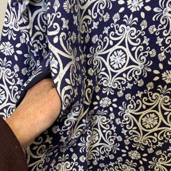 Vera Bradley Womens French Terry Quarter Zip Pullover Steel Blue Medallion - Picture 6 of 13